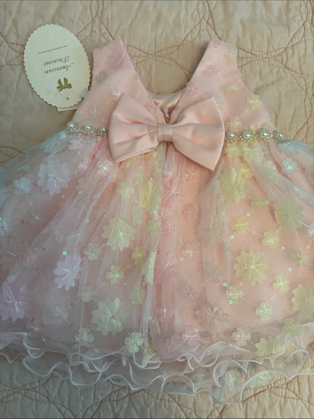 American Princess New 2piece pink Baby Girl Dress,3months